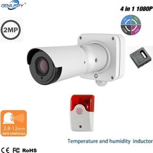 1080p 2mp 4 In 1 4X Zoom Ahd Tvi Cvi Cvbs Farm Greenhouse Temperature Humidity Alarm Cctv Camera With Temperature Detector Alarm