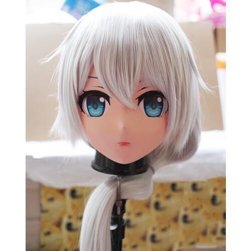 KM105) Handmade Female Resin Crossdress Pretty Girl 3/4 Head Lolita Doll Mask Japanese Anime Cosplay Kigurumi Mask Crossdresser