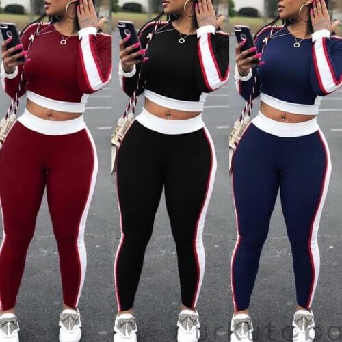 Sexy Women Sport Sets Yoga Long Sleeve Crop Top Pants Outfit Yoga Workout Gym Fitness Athletic Workout Clothes Tracksuit