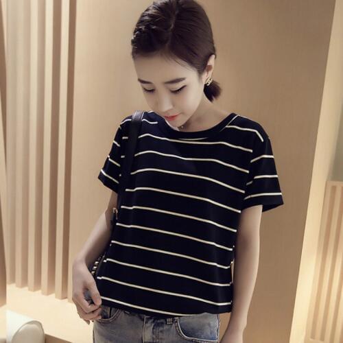 Summer Casual Striped T Shirt Short Sleeve Casual Plus Size Woman Shirt Breathable Fashion Woman Tops Short Sleeve