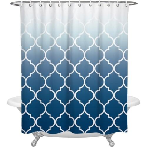 Morocco Blue Gradient Shower Curtain Home Bath Decorative Waterproof Polyester Fabric Bathroom Curtain