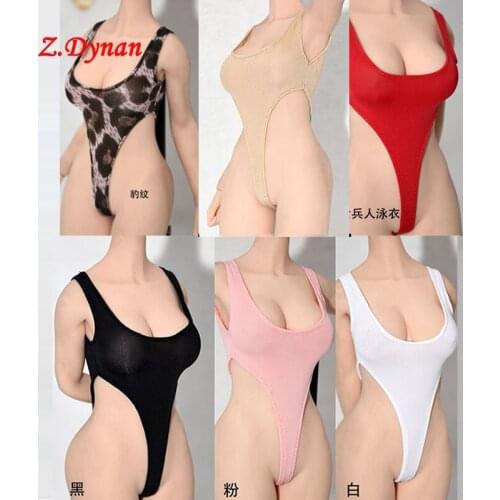 1/6 Scale Female Sexy red sling vest One-piece Swimsuit black underwear for 12" TBLeague PHicen Action Figure body jiaou doll