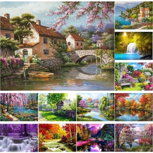 DIY Landscape 5D Painting With Diamond Mosaic Full Drill Set For Embroidery Cross Stitch Kit Handmade Artwork On The Wall