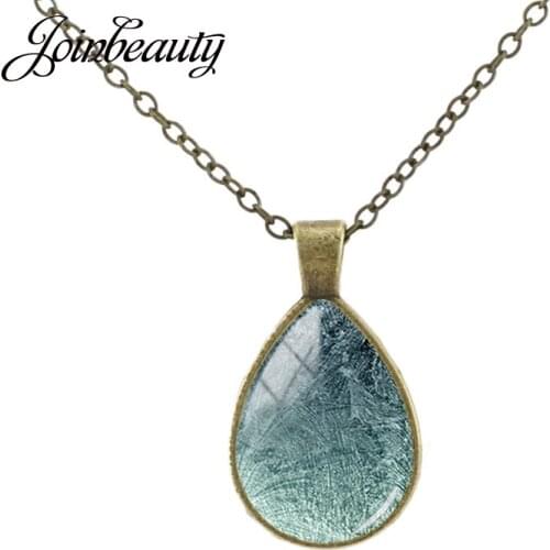 JOINBEAUTY New Arrival Luxury Marble Texture Tear Drop Necklace Fashion Glass Dome Pendant Women Statement Necklace Jewelry MB02