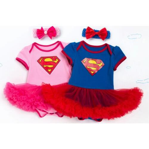 New Clothes for Baby Girls Cartoon Rompers and Bow Headband Clothes Set Fashion Kids Short Sleeve Rompers Tutu Dresses Sets