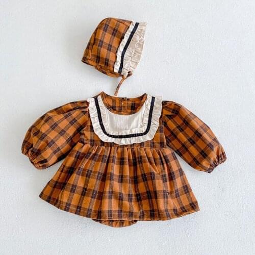 Autumn Baby Girls Clothes Infant Embroidered Bodysuit Newborn Girls Thicken Clothes Toddler Girl Long Sleeve Jumpsuit With Hat