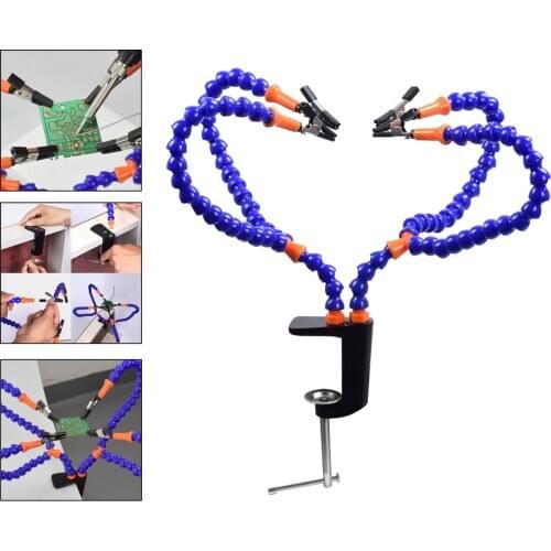 Soldering Helping Hands Third Hand Tool Non Slip Base Third Hand Soldering Tool with 4 Flexible Gooseneck Arms and Clips