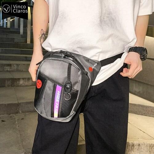 Cool Moto & Biker Reflection Thigh Bag High Quality Oxford Man Belt Pouch Mens Tactical Belt Bag Large Capacity Murse Waist Bag