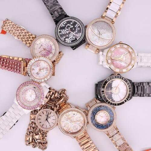 SALE!!! Discount Davena Ceramic Crystal Rhinestones Lady Mens Womens Watch Japan Mov't Hours Metal Bracelet Girls Gift No Box