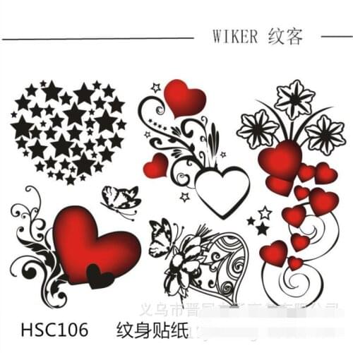 Heart tattoo patterns Waterproof Temporary Tattoo Sticker Heart Love Pattern Personality Fake Tatoo Flash Tatto for Girl Women