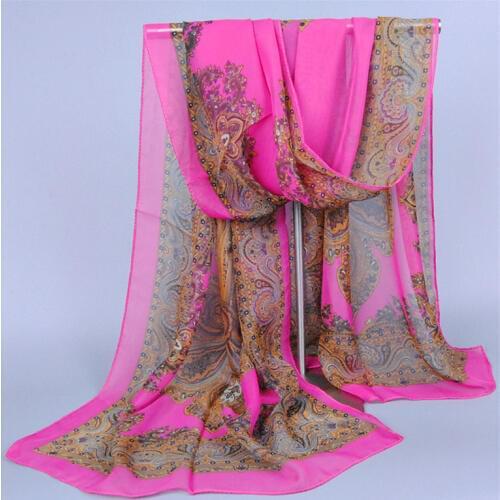Hot Sale Fashion Chiffon Silk Scarf Flowers Bandana Printing Cashew Thin Hijabs Foulard Women Head Shawl Scarves Bufandas