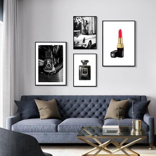 Modern Fashion Canvas Paintings Black and White Sexy Lady Posters and Prints Wall Art Pictures for Living Room Home Decoration