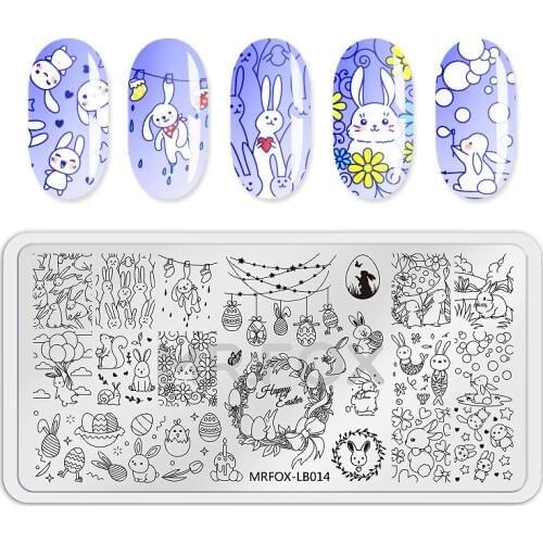 WAKEFULNESS Easter Style Nail Art Stamping Plate Rabbit Egg Nail Art Image Template Stencils Animals Beauty Manicure Stamp Tools
