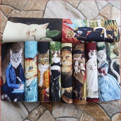 Hand Cloth Diy Decoration Digital Printing Patch Van Gogh Cat Design Patchwork For Sewing Patchwork 100% Cotton Suede Fabric