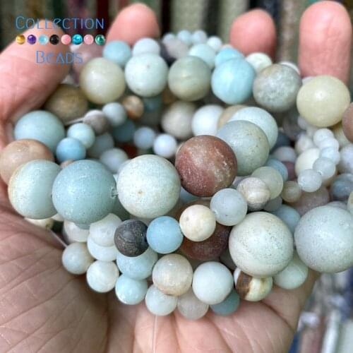 Natural Dull Polished Amazonite Loose Round Beads For Jewelry Making 4-12 MM DIY Bracelets Accessories 15" Wholesale