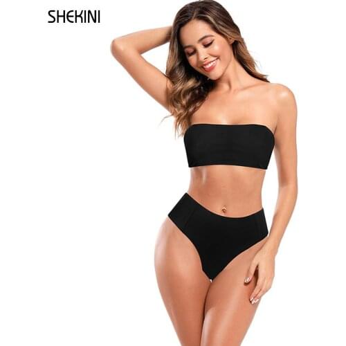 SHEKINI Womens Halter Leopard Bandeau Bikini High Waisted Print Bottom Two Piece Swimsuits Bathing Suits Summer Beach Swimwear