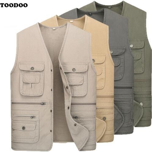 2020 Mens Summer Vest Coat Photographer Waistcoat Mesh Work Sleeveless Jacket Tool Many Pocket Vest Male Tops