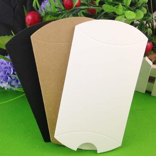 100pcs 2018 lot Kraft/black/white Pillow Shape Wedding Favor Gift Box Party Candy Box Wholesales Pillow boxes hot sale in 2018