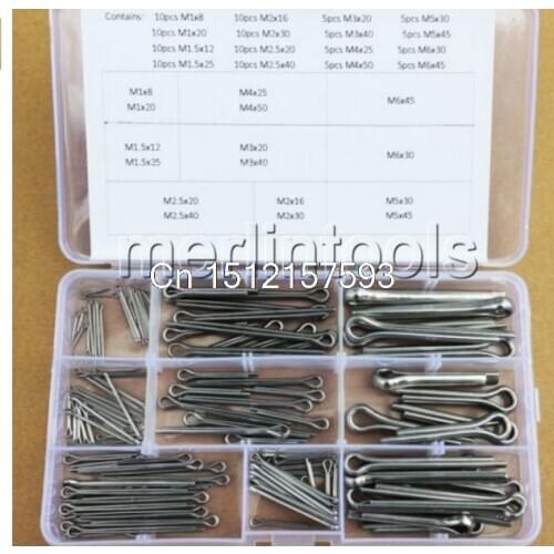 16 Kinds of Stainless Steel Split-Cotter Pins Assortment Kit 1 - 6mm