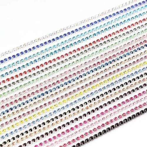 2MM 10Yrads/lot dense Crystal rhinestone chain Sew on Cup chain for clothing ornament accessories