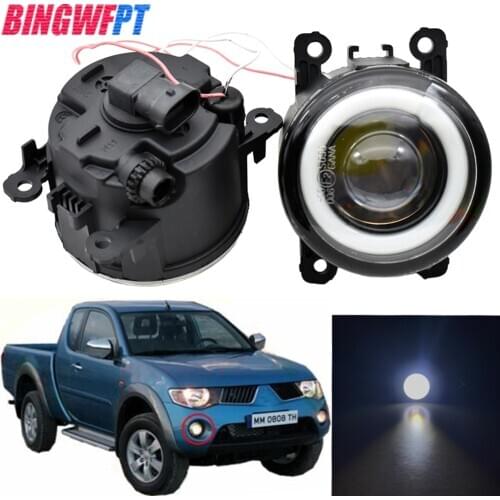 2x Car LED Fog light Angel Eye Daytime Running Lamp DRL For Mitsubishi L200 Triton ML MN Outlander 2 Pajero 4 For Mitsubishi ASX