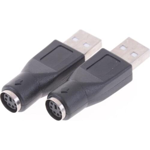 2PCS PS/2 Female to USB Male Adapters Converter For PC Computer Keyboard Mouse