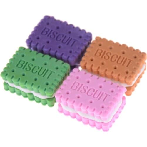 Cute Creative Novelty Pencil Eraser Colorful Kawaii Biscuit Eraser Student Teaching Office Supplies Korean-style Stationery 4pcs