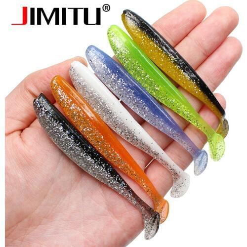 JIMITU 6pcs Soft Lures 90mm 3.5g Easy Shiner Wobblers Fishing Lure Silicone Bait Double Color Carp Isca Artificial Baits Tackle