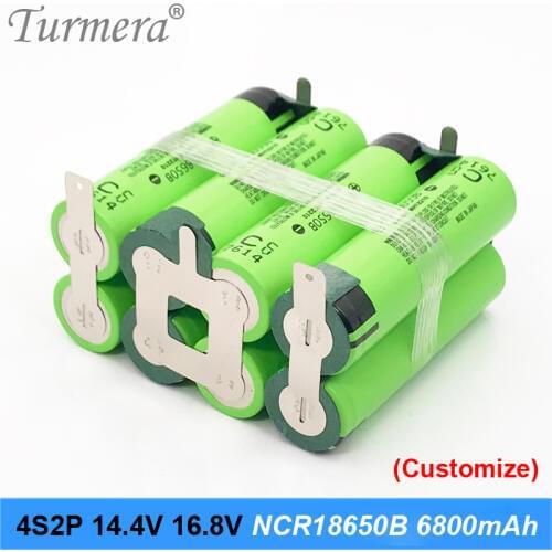 4s2p battery 18650 pack ncr18650b 6800mah 16.8v 14.4v welding solder battery for screwdriver tools battery customized battery
