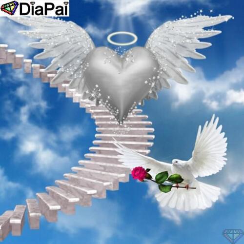 DiaPai 5D DIY Diamond Painting 100% Full Square/Round Drill "Bird heart flower" Diamond Embroidery Cross Stitch 3D Decor A23757
