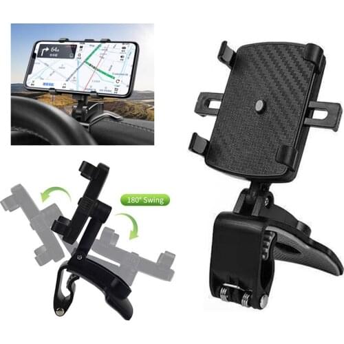 180 Degree Car Phone Holder Auto Locking Smartphone Stands in Car GPS Fixed Bracket for iphone 8 X Dash Board Mount Clip Support