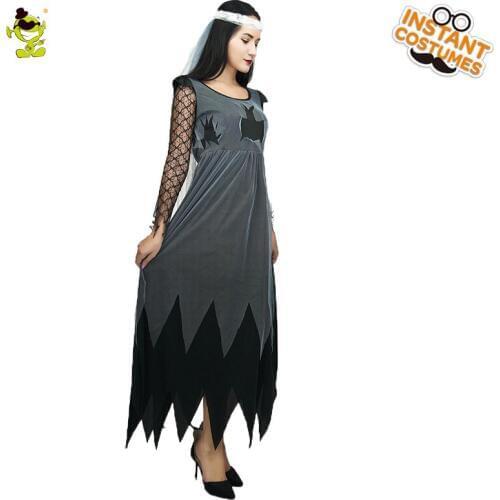 Adults Fallen Bridge Costume Womens Corpse Bride Sexy Dress Cosplay Costume Bloody Creepy Party Zombie Costumes