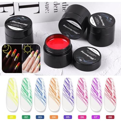 Fast Dry Luminous Spider Nail Gel Fluorescent Neon Effect Nail Art Wire Drawing Pulling Silk Spider UV Gel Soak Off Gel Polish