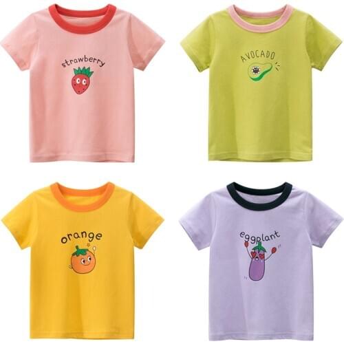 Girls Kids T Shirts Spring Summer Boys Short Sleeve Print Tee Shirts Baby Children Cotton Tops Tees Clothes Cartoon Clothing