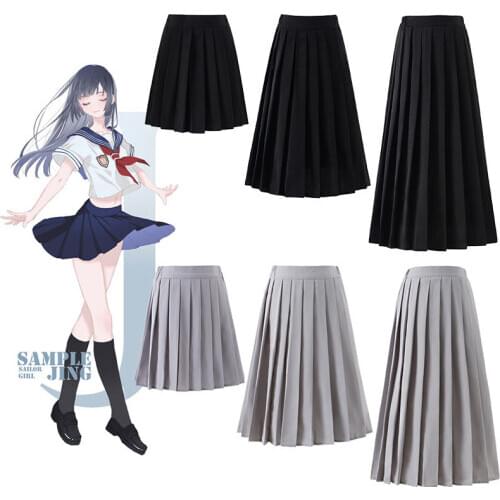 JK Uniform Skirt Business Attire Black Pleated Skirt plus Size Women Woman Skirts Faldas Jupe