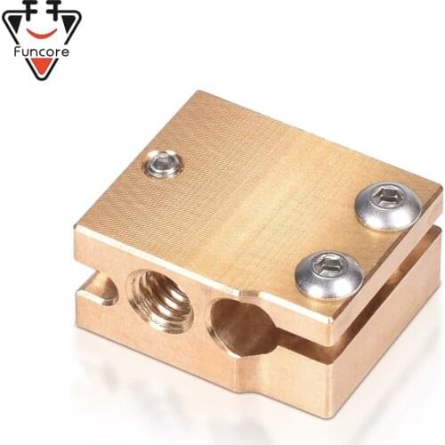 FUNCORE Volcano Heater Brass Block for E3D Volcano Hotend Thermistor Sensor PT100 3D Printer 24x20x11.5mm