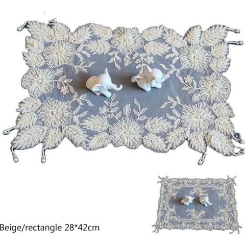HOT lace beads embroidery table place mat cloth pad cup coaster placemat kitchen tea dish doily Christmas wedding tableware