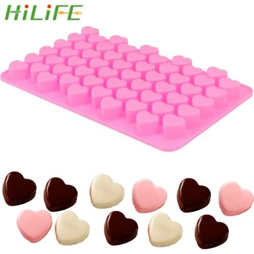 HILIFE 3D 55 Holes Silicone Mold Fondant Jelly Cookies Tray Cake Decorating Tools Heart Shape Chocolate Mould Baking Accessories
