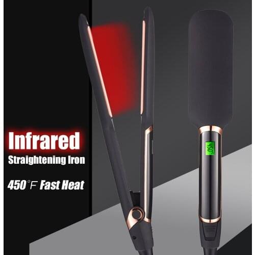 Infrared Hair Straightener Curler Profession Keratin Ceramic Plates Flat Iron MCH 470℉ Fast Heating LCD Display Hair Care Irons