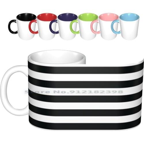 Slim Black Stripes Ceramic Mugs Coffee Cups Milk Tea Mug Patterns Texture Pattern B N Black White Circle Symmetry Symmetric