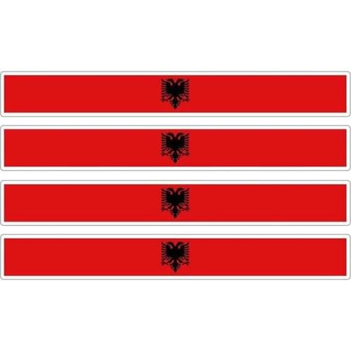 Hot 4pcs Patriotic Stickers Flag Stripes Vinyl PVC 13cm X 1.7cm Car Motorcycle Reflective Tuning Albania Car Sticker