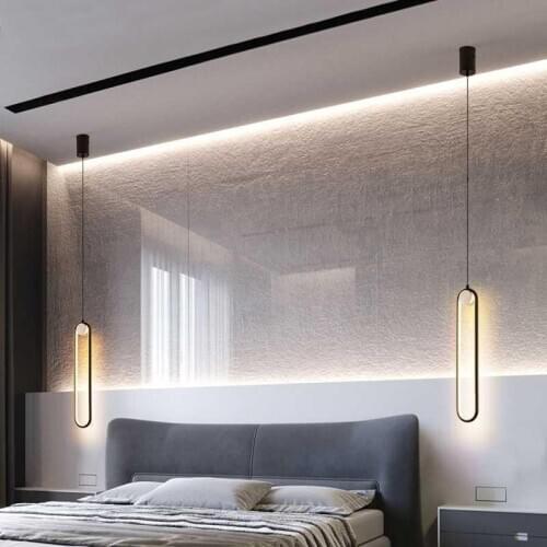 Minimalist Bedroom Bedside Pendant Light LED Modern Living Room Pendant Lamp Line Light Next To The Sofa Atmosphere Hanging Lamp