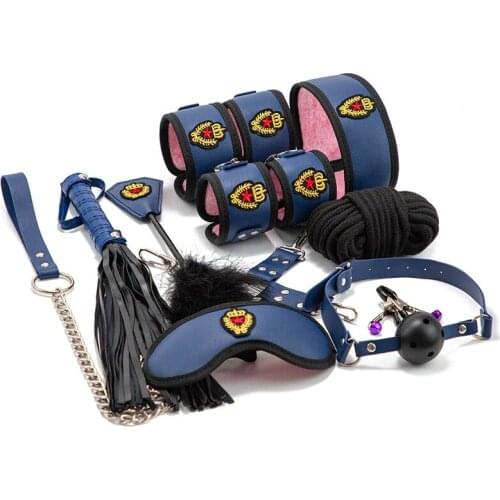 SM Sex Games Handcuff Bdsm Bondage Set Slave Collar Necklace Hand Cuffs Restraint Ball Mouth Gag Sex Toys For Couples Women