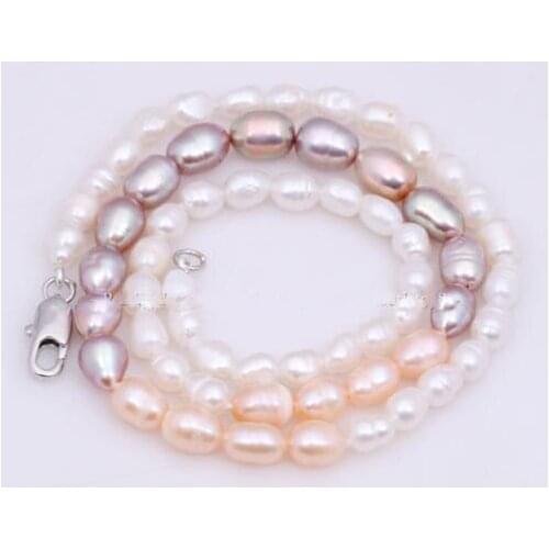 New Favorite Pearl Necklace AA 7MM White Pink Lavender Cutlrued Freshwater Pearl Fine Jewelry Charming Birthday Party Lady Gift