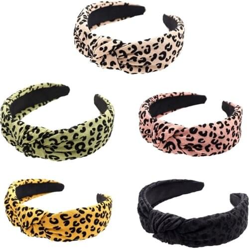 Cross Knotted Headband Wide Turban Hair Hoop Leopard Print Twist Turban Handmade Hairband Hair Accessories for Girls