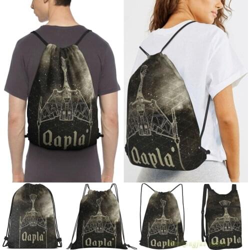 Qapla (Klingon For Success) Men Outdoor Travel Gym Bag Waterproof Drawstring Backpack Women Fitness Swimming Bag