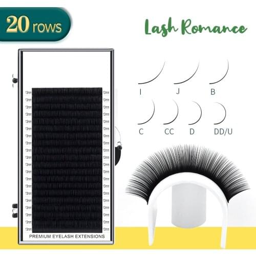 LASH ROMANCE 20 rows/case 7~16mm Mix Premium Natural Synthetic Mink Individual Eyelash Extension Makeup Maquiagem Cilios