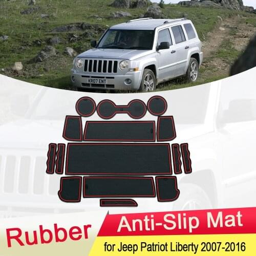 For Jeep Patriot Liberty 2007~2016 Rubber Anti-slip Mat Door Groove Cup Pad Gate Slot Coaster Accessories 2008 2009 2010 2011