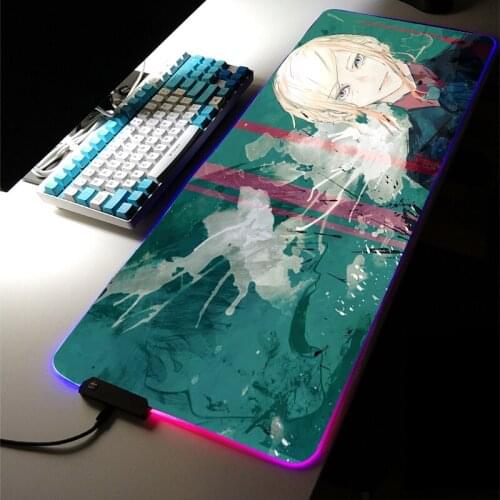 RGB LED Light Gaming Accessories Led Anime Tokyo Ghoul Kaneki Ken MousePad Carpet XXL Large Keyboard Desk Mat Game LOL Room Rugs