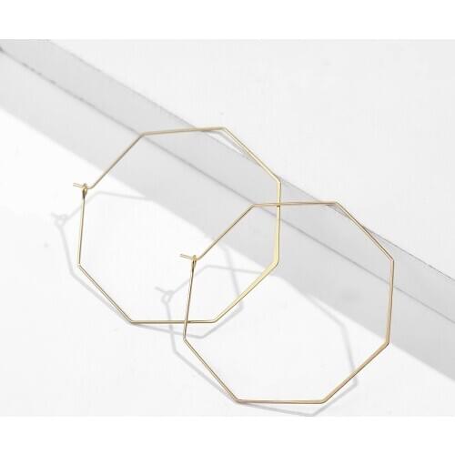 Punk Hyperbole Big Circle Hoop Earring for Women Boho Simple Geometric Polygon Statement Earrings Gold Color Fashion Jewelry